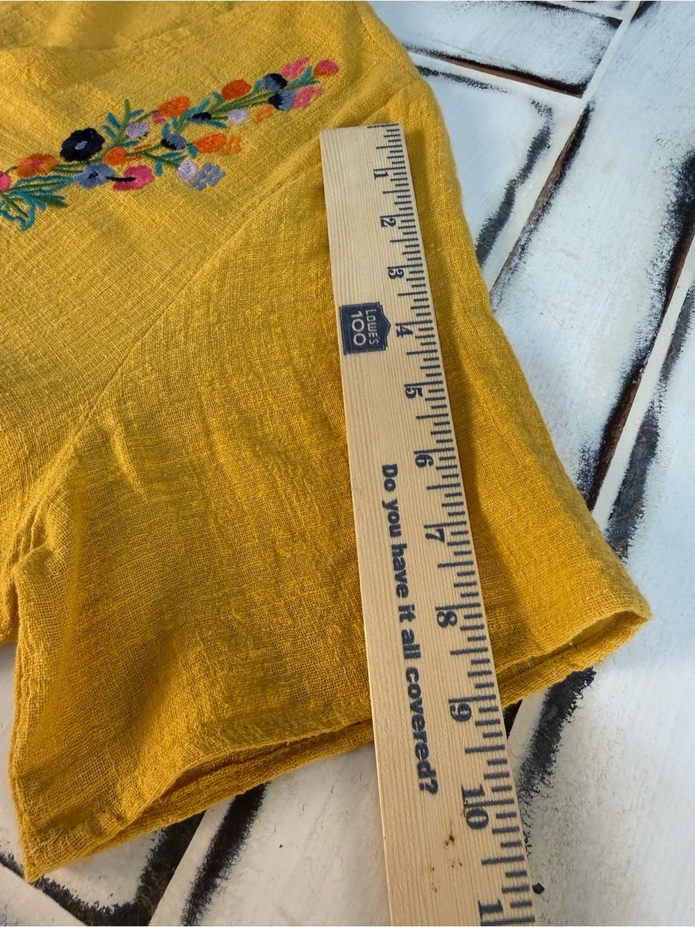 Jodifl Mustard Yellow Embroidered Boho Ruffle Tunic Top – Size Large - Picture 9 of 13